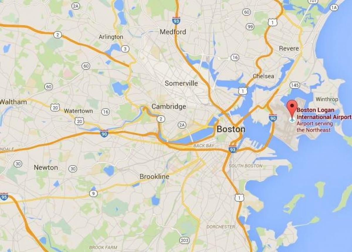 Mapa lotnisk w Bostonie