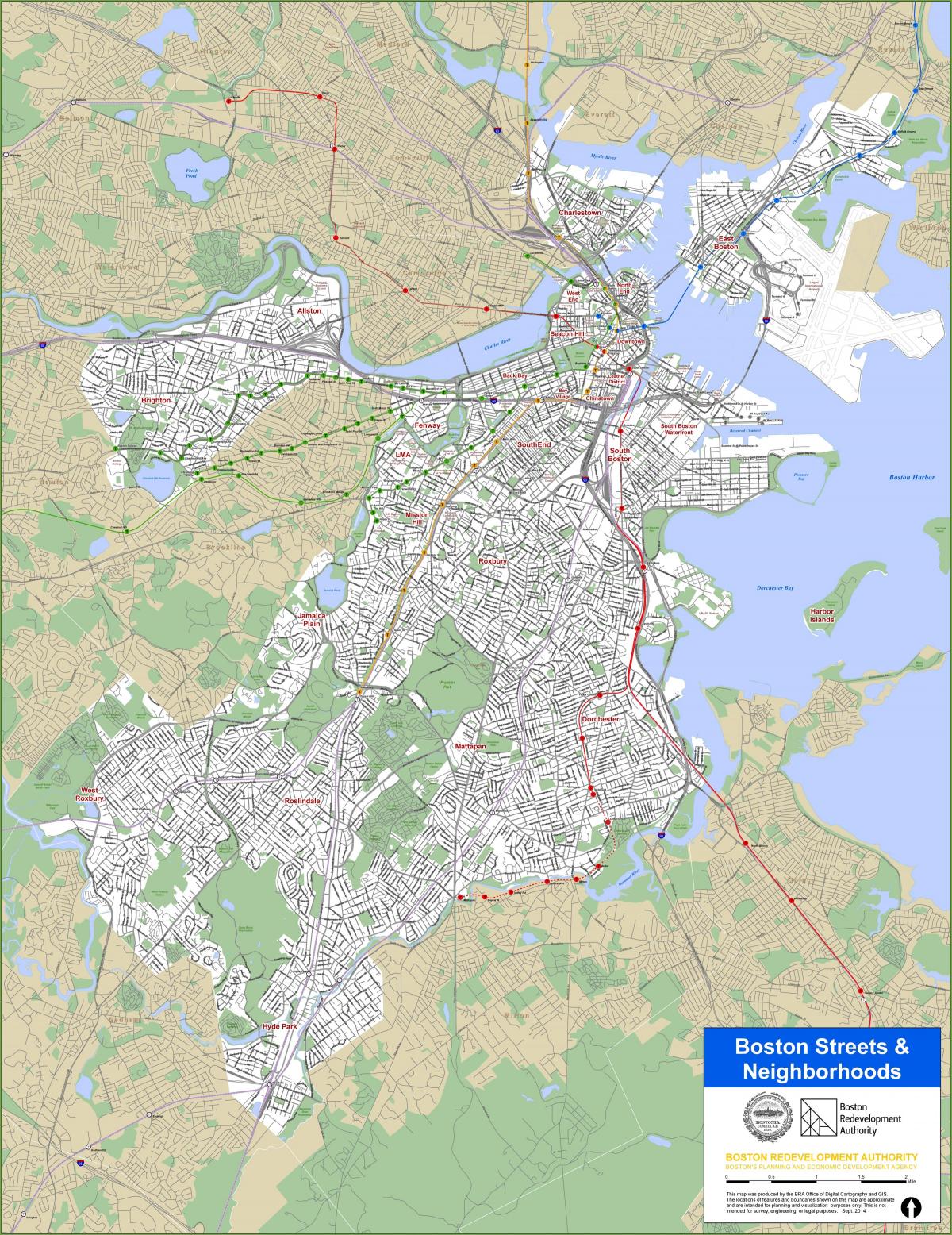 Mapa Bostonu ulice